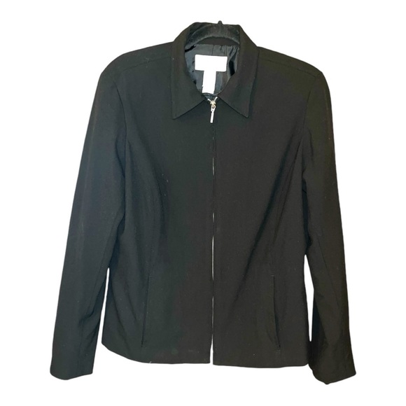 Liz Claiborne Lizsport size large blazer jacket black full zip business casual - Picture 1 of 10